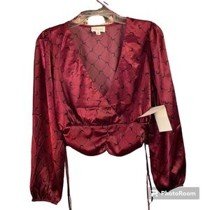 NWT Meraki Size medium puff sleeve crop top